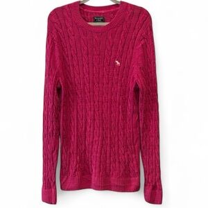 Abercrombie & Fitch Fuchsia Crewneck Cable Knit Sweater Size Large
